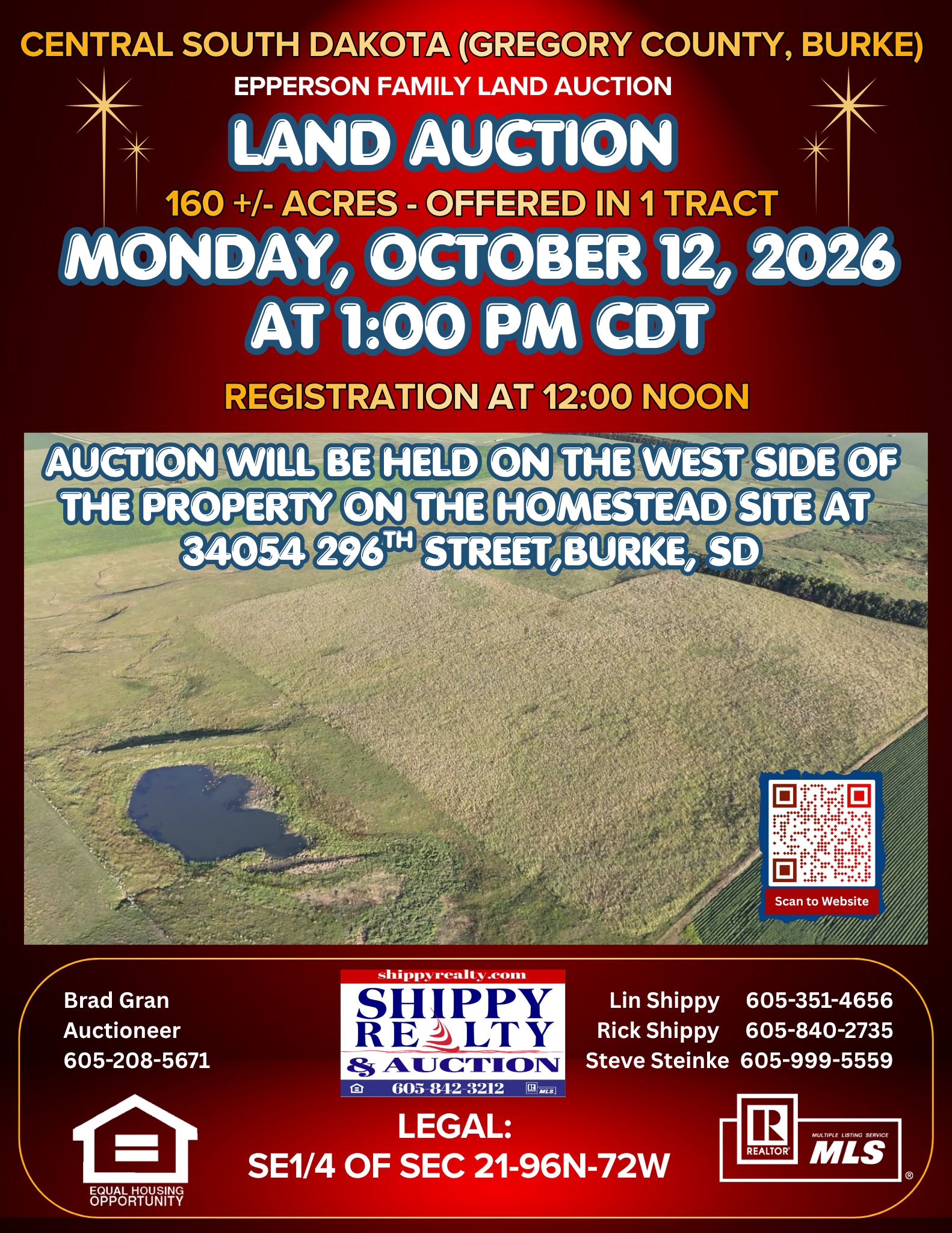 Click to view full size 160± Acres of Central South Dakota Land – Offered Live Onsite & Online — Burke, SD real estate photo — photo 1 of 13
